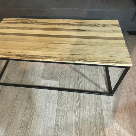 שולחן סלון עץ וברזל - אגוז