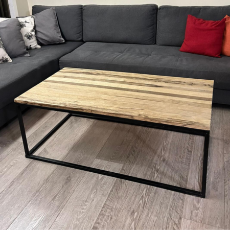 שולחן סלון עץ וברזל - אגוז